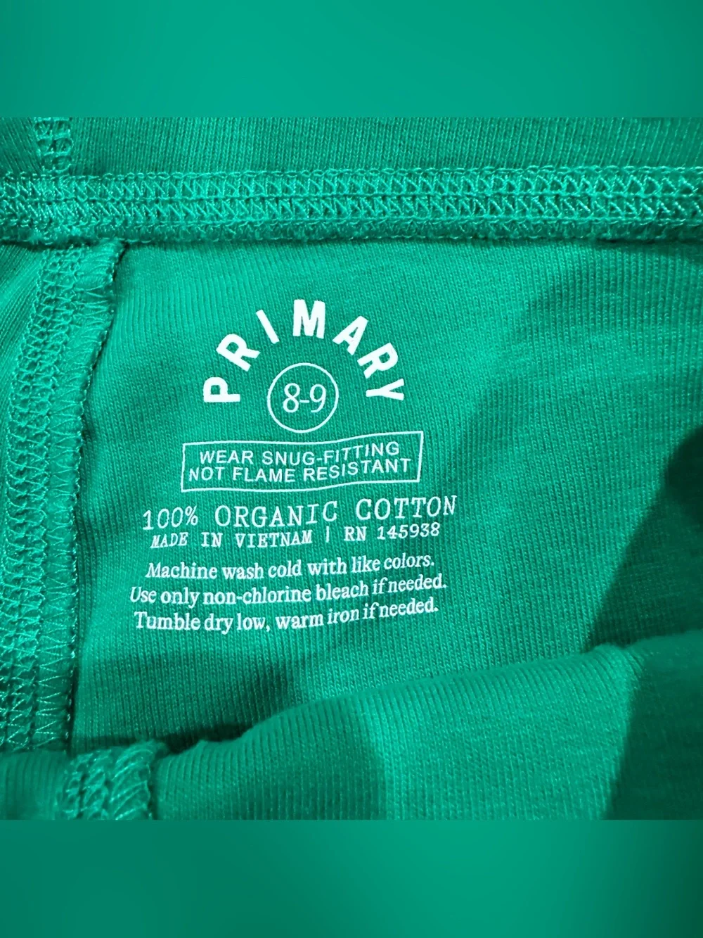 Primary Organic Cotton Solid Green Short Sleeve & Shorts Pajama Set Unisex 8-9